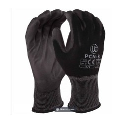 Black Gloves, PU palm coating on a black polyester shell