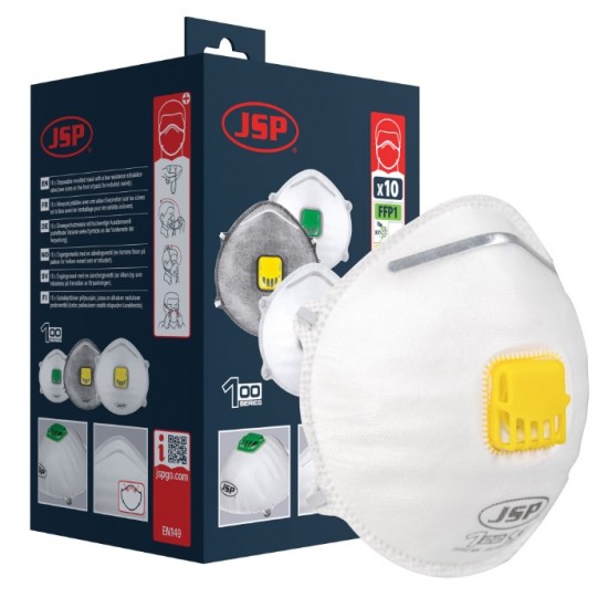 JSP disposable moulded valved FFP2 mask box 10