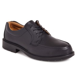 Black plain front tie safety shoe