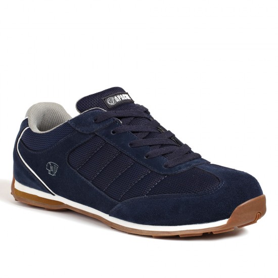 Navy suede retro safety trainer